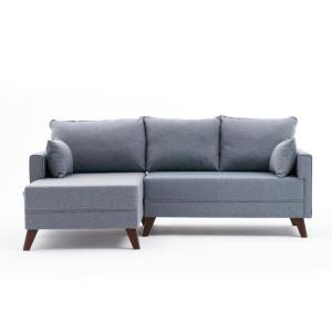 Canapé d'angle convertible bleu gris - côté gauche