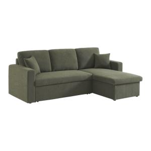 Canapé d'angle convertible bouclettes kaki 3 places