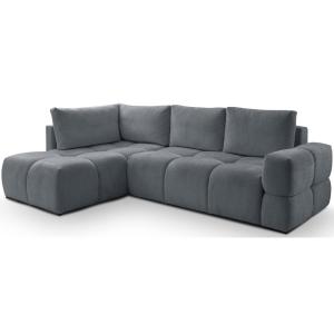 Canapé d’angle convertible chenille hydrofuge gris foncé, r…