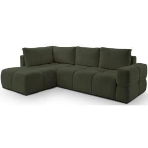 Canapé d’angle convertible chenille hydrofuge vert olive, r…