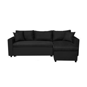 Canapé d'angle convertible coffre marron en simili microfib…