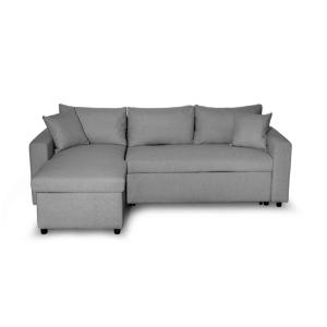 Canapé d'angle convertible coffre noir en microfibre - Gris