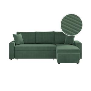 Canapé d'angle convertible coffre noir en velours côtelé -…