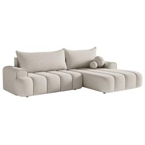 Canapé d'angle convertible côté droit en bouclé crème