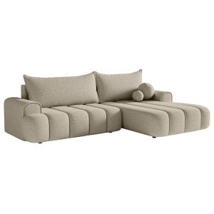 Canapé d'angle convertible côté droit en bouclette beige cl…