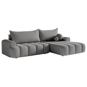 Canapé d'angle convertible côté droit en bouclette gris