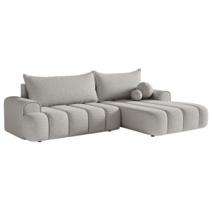 Canapé d'angle convertible côté droit en bouclette gris cla…