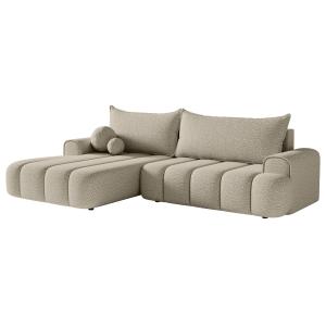 Canapé d'angle convertible côté gauche en bouclé beige clai…