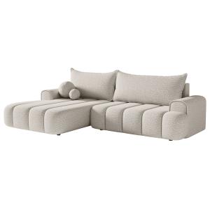 Canapé d'angle convertible côté gauche en bouclé crème