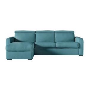 Canapé d'angle convertible couchage 140x190cm en tissu bleu…