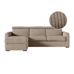 Canapé d'angle convertible couchage 140x190cm en velours cô…