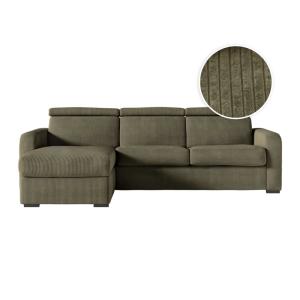 Canapé d'angle convertible couchage 140x190cm en velours cô…
