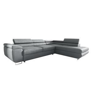 Canapé d'angle convertible droite 4 places tissu gris