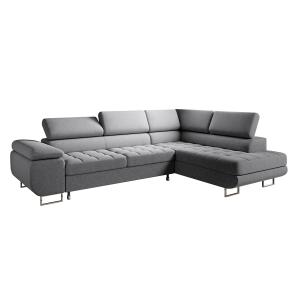 Canapé d'angle convertible droite 4 places tissu gris anthr…