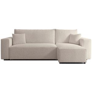 Canapé d'angle convertible en bouclette beige clair