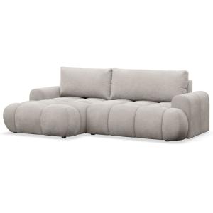 Canapé d'angle convertible en bouclette beige grisé côté ga…