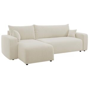 Canapé d'angle convertible en bouclette crème