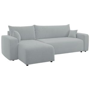 Canapé d'angle convertible en bouclette gris clair