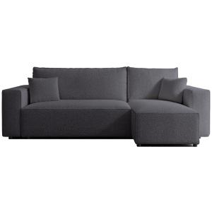 Canapé d'angle convertible en bouclette gris foncé
