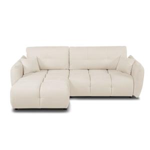 Canapé d'angle convertible en tissu 4 places ecru