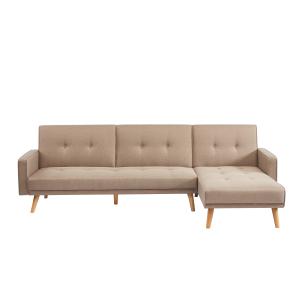 Canapé d'angle convertible en tissu 4 places grège