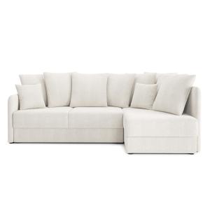Canapé d'angle convertible en tissu 5 places blanc