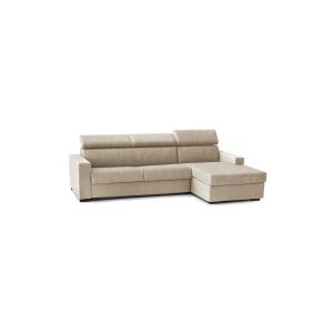 Canapé d'angle convertible en tissu beige 140x95 cm