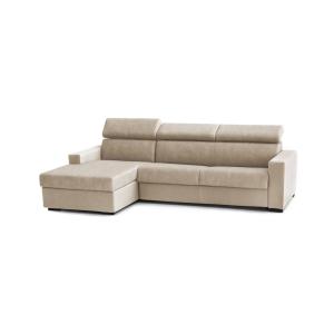 Canapé d'angle convertible en tissu beige 280x95h85 cm