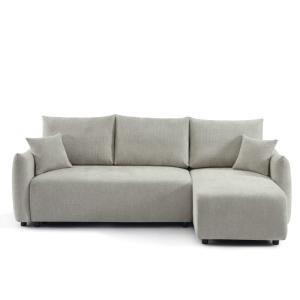 Canapé d'angle convertible en tissu chenille 4 places gris