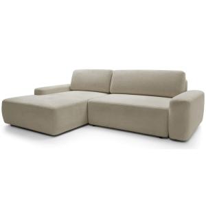 Canapé d’angle convertible, en tissu chenille beige, côté g…