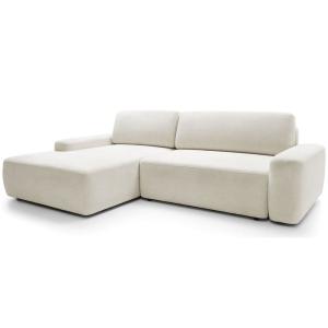 Canapé d’angle convertible, en tissu chenille crème, côté g…