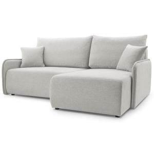 Canapé d'angle convertible, en tissu chenille, grège, côté…