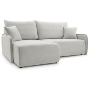 Canapé d'angle convertible, en tissu chenille, grège, côté…