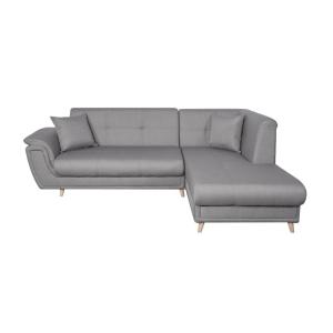 Canapé d'angle convertible en tissu - Gris - Angle Droit