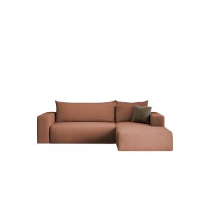 Canapé d'angle convertible en tissu terracotta