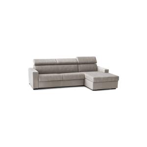 Canapé d'angle convertible en tissu tourterelle 140x95 cm