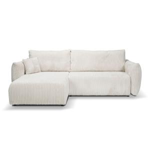 Canapé d'angle convertible en velours côtelé 4 places ecru…