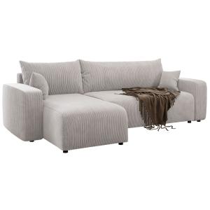 Canapé d'angle convertible en velours côtelé beige clair