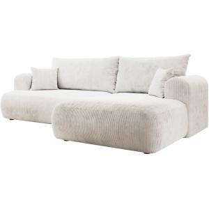 Canapé d’angle convertible, en velours côtelé blanc, droite…