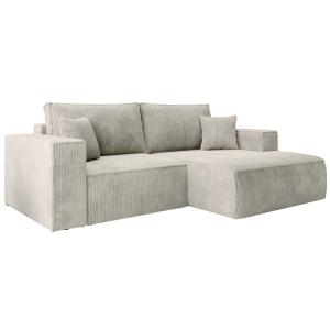 Canapé d’angle convertible, en velours côtelé gris-beige, d…