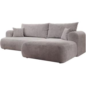 Canapé d’angle convertible, en velours côtelé gris clair, d…
