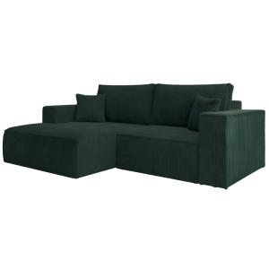 Canapé d’angle convertible, en velours côtelé vert foncé, g…