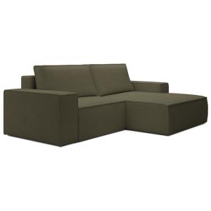 Canapé d’angle convertible, en velours côtelé vert olive, d…