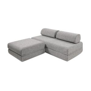 Canapé d'angle convertible et modulable 4 places en tweed g…