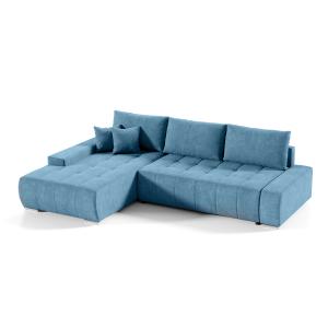 Canapé d'angle convertible gauche 4 places bleu