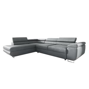 Canapé d'angle convertible gauche 4 places tissu gris