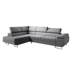 Canapé d'angle convertible gauche 4 places tissu gris anthr…