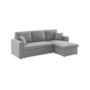 Canapé d'angle convertible réversible 3 places, gris clair