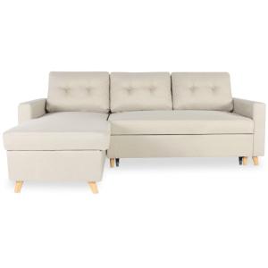 Canapé d'angle convertible réversible 4 places en tissu bei…