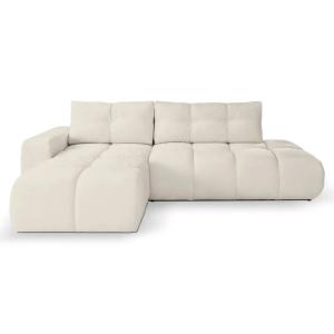 Canapé d'angle convertible tissu chenille 4 places Beige -…